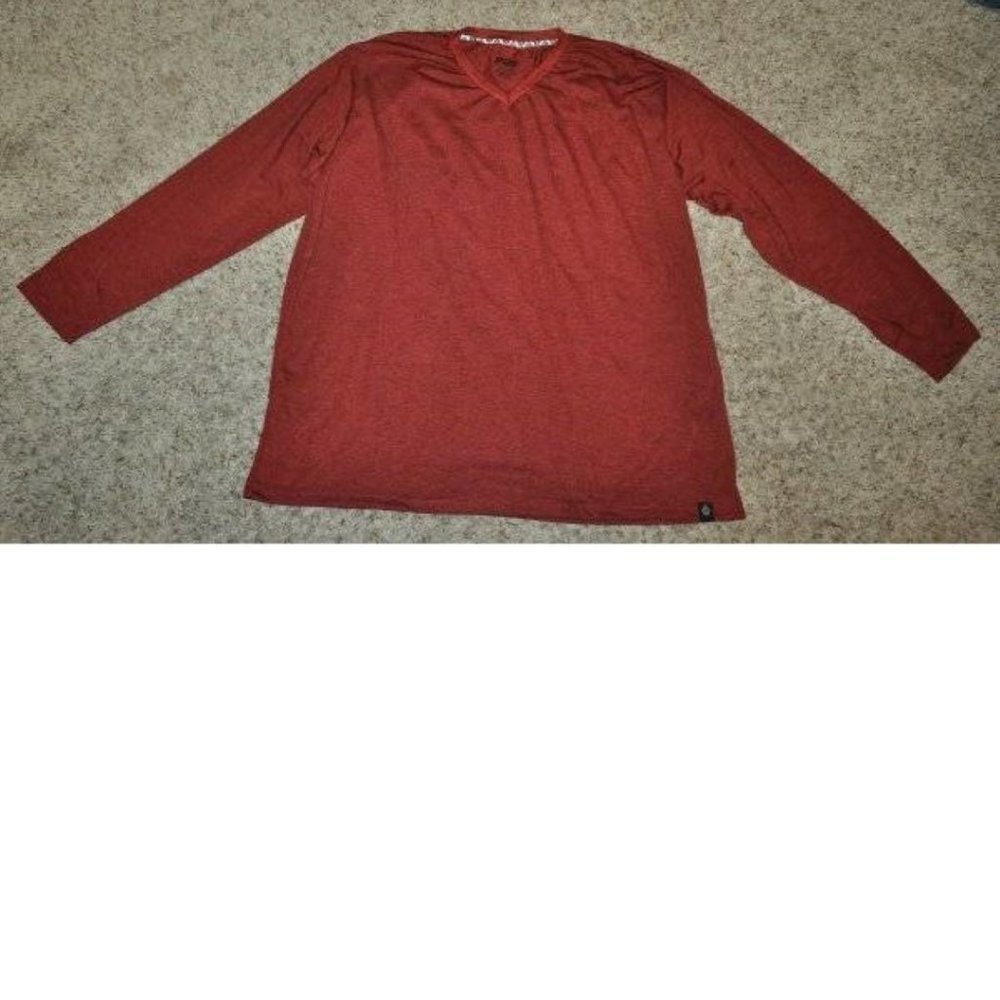 Mens T-Shirt Swiss Cross Red 3XL V-Neck Long Sleeve Tee Casual Tee